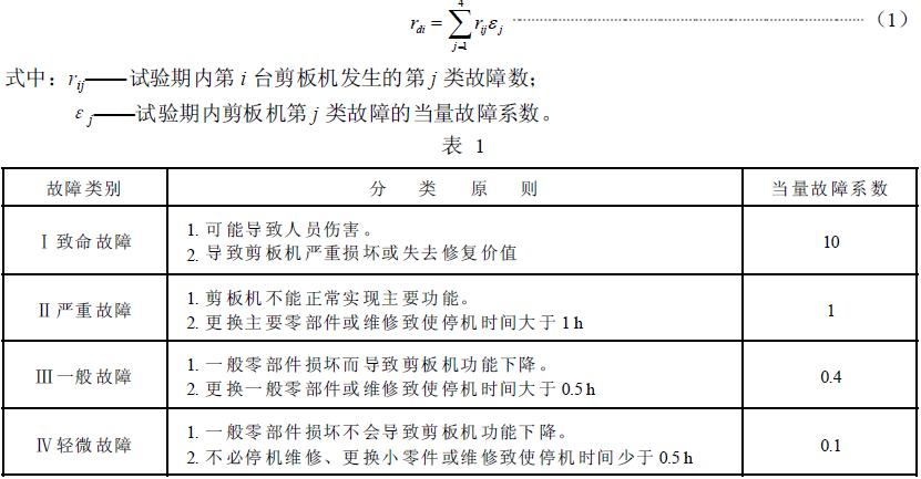 其分类原则及当量故障系数见表1，累积当量故障数rdi按式（1）计算